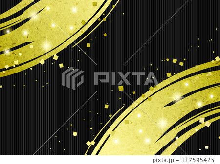 和風ブラックフライデー背景、黄金、竹、かわいい、イラスト、キラキラ、横 117595425