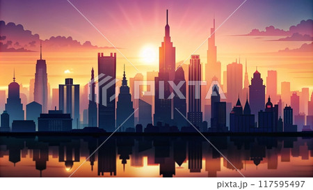City at sunset 117595497