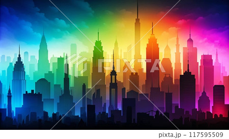 City at sunset 117595509