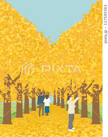 イチョウ並木の風景 イチョウ並木の風景 117595563
