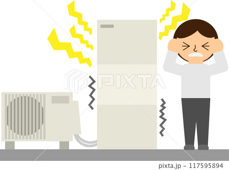 給湯機から騒音の騒音に困っている人のイメージ素材 給湯機から騒音の騒音に困っている人のイメージ素材 117595894