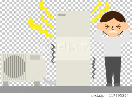 給湯機から騒音の騒音に困っている人のイメージ素材 給湯機から騒音の騒音に困っている人のイメージ素材 117595894