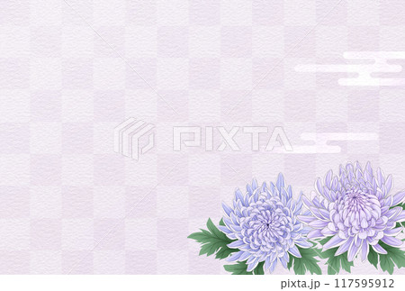 菊の和風背景　市松模様 117595912