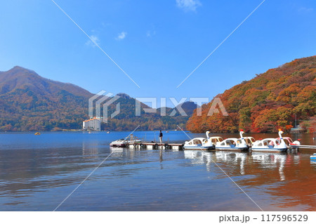 【群馬県】晴天の榛名山の紅葉 117596529
