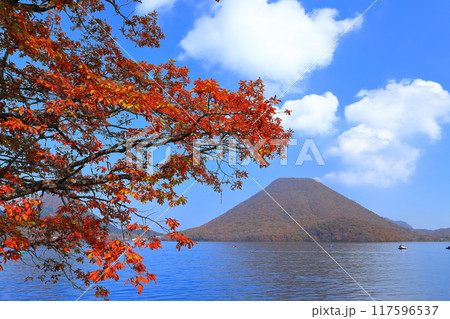 【群馬県】晴天の榛名山の紅葉 117596537