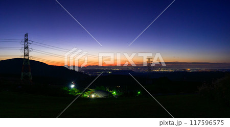 観光スポット俵山から観える夕焼け・夕暮れに映える絶景パノラマ風景「俵山交流会館 萌の里」 観光スポット俵山から観える夕焼け・夕暮れに映える絶景パノラマ風景「俵山交流会館 萌の里」 117596575