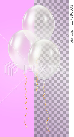White Gold transparent balloon. 3D glitter luxury realistic balloons. White Gold transparent balloon. 3D glitter luxury realistic balloons. 117596933