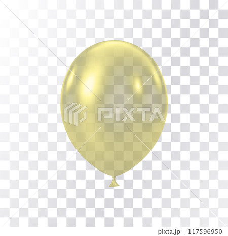 Transparent yellow gold balloon isolated on white background. Transparent yellow gold balloon isolated on white background. 117596950