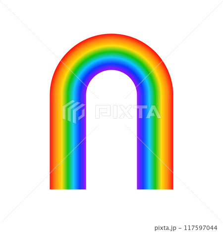 Rainbow arch. Multicolored archway shape isolated on white background. LGBT pride symbol. Happy, fun or magic concept. Vector cartoon illustration 117597044