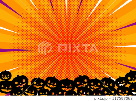 ハロウィンフレーム集中放射カボチャ8の1 117597068