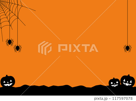 ハロウィンフレームかぼちゃあしらい12橙 117597078