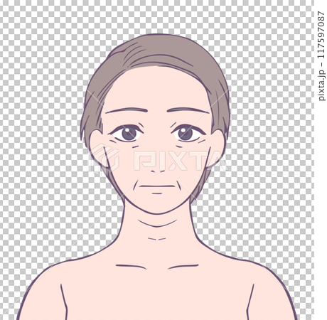沒有表情的中年婦女上半身美女插畫 117597087