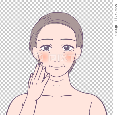 蒼白中年婦女的上半身，美女插畫 117597099