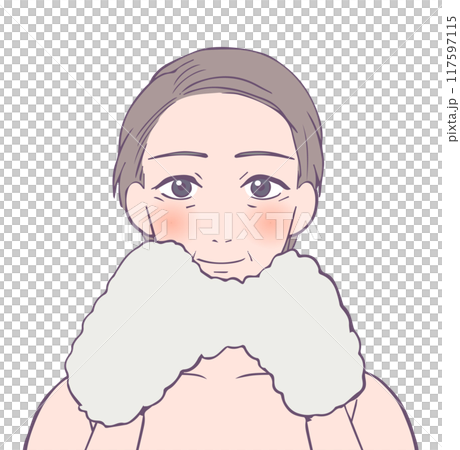 蒼白中年婦女的上半身，美女插畫 117597115