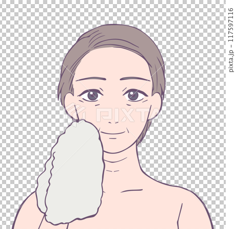 中年婦女上半身，美女插畫 117597116