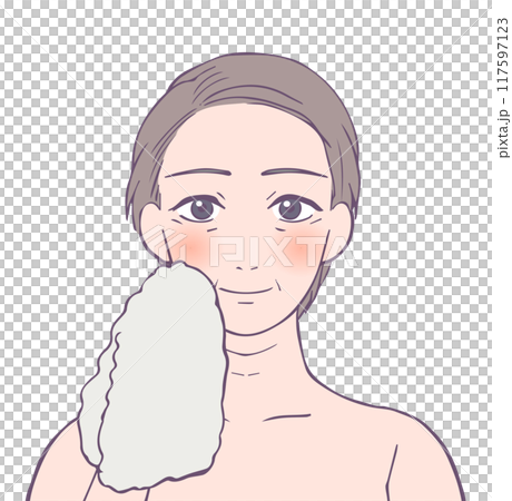 蒼白中年婦女的上半身,美女插畫 蒼白中年婦女的上半身,美女插畫 117597123