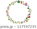 線有りクリスマス円フレーム素材 117597235