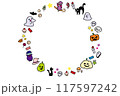 線有りハロウィン円フレーム素材 117597242