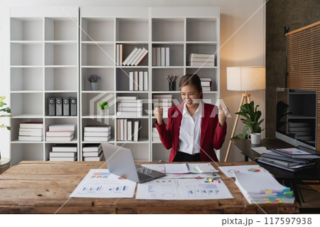 woman happiness plans for financial success by integrating budget and marketing strategies to optimize overall finance management woman happiness plans for financial success by integrating budget and marketing strategies to optimize overall finance management 117597938