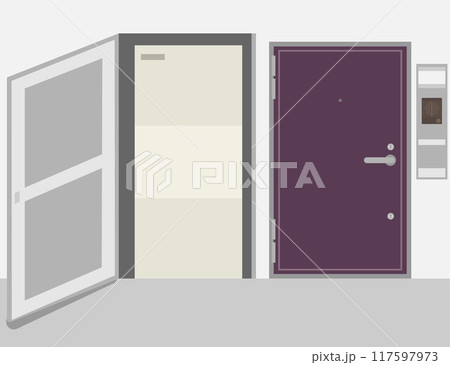 メーターボックス内にある給湯器のイメージ素材 メーターボックス内にある給湯器のイメージ素材 117597973