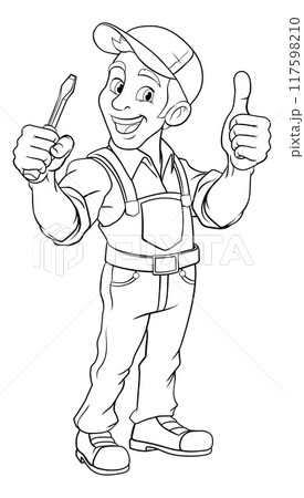 Electrician Handyman Screwdriver Cartoon Mascot 117598210