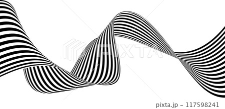 black and white wavy stripes design. Vector illustration 117598241