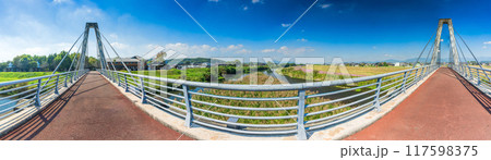 観光スポット 美しい秋晴れを背景にコスモス畑と菊池川パノラマ風景「七城町コスモブリッジ周辺」 観光スポット 美しい秋晴れを背景にコスモス畑と菊池川パノラマ風景「七城町コスモブリッジ周辺」 117598375