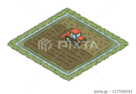土を耕すトラクター 土を耕すトラクター 117598391