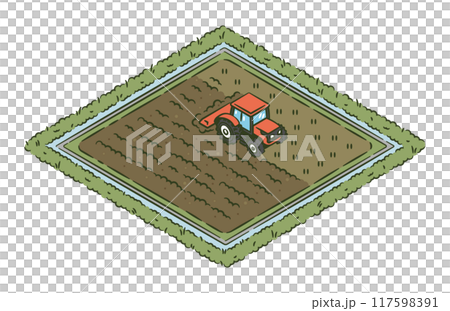 土を耕すトラクター 土を耕すトラクター 117598391