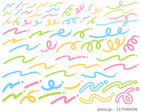 ポップでカラフルな曲線の飾りセット ポップでカラフルな曲線の飾りセット 117598436