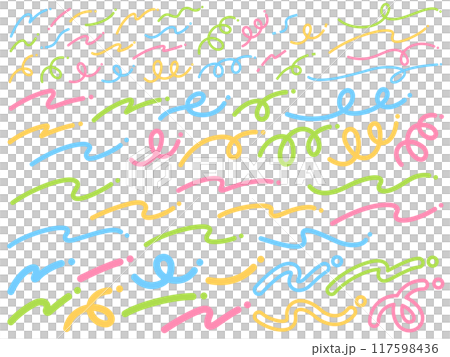 ポップでカラフルな曲線の飾りセット ポップでカラフルな曲線の飾りセット 117598436