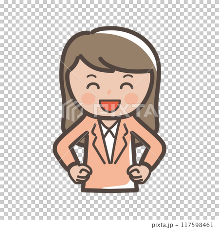 一位笑容滿面的女商人的插圖 117598461
