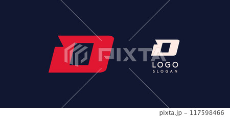 Wide bold red letter D, modern dynamic logo for business identity of technological, automotive and sports business. Vector illustration. 117598466