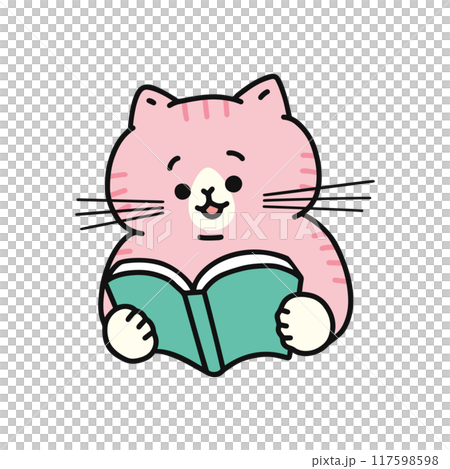 Cat reading a book 117598598