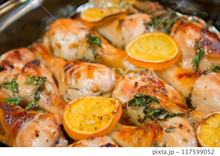 Chicken with orange and mustard Chicken with orange and mustard 117599052