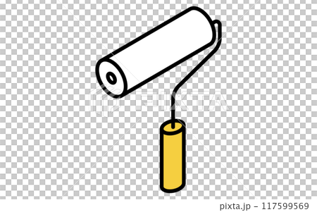 Isometric simple line drawing tool icon, paint roller Isometric simple line drawing tool icon, paint roller 117599569