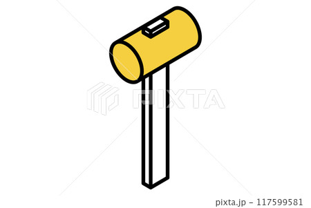 アイソメトリックのシンプルな線画の工具アイコン、ハンマー 117599581