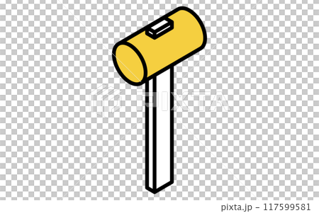 アイソメトリックのシンプルな線画の工具アイコン、ハンマー 117599581