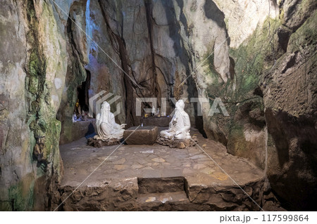 This is a beautiful view of the Marble Mountains, a famous tourist attraction in Vietnam. This is a beautiful view of the Marble Mountains, a famous tourist attraction in Vietnam. 117599864