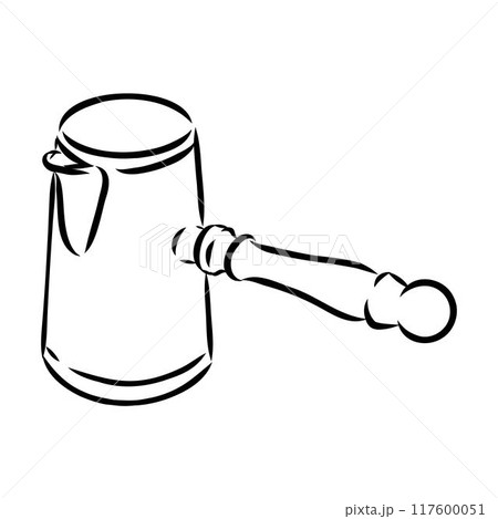 Coffee maker, Turkish coffee maker. Vector black and white graphic illustration, hand-drawn. 117600051