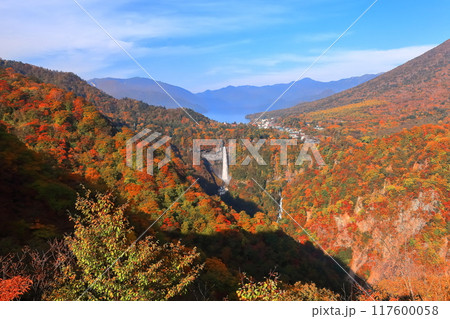 【栃木県】晴天の華厳の滝の紅葉(日光) 【栃木県】晴天の華厳の滝の紅葉(日光) 117600058