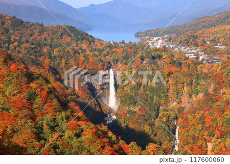 【栃木県】晴天の華厳の滝の紅葉(日光) 【栃木県】晴天の華厳の滝の紅葉(日光) 117600060