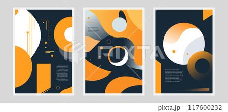 Abstract posters. Modern interior paintings. Dune style. Technological and geometric shapes. Yellow and dark blue color. 117600232