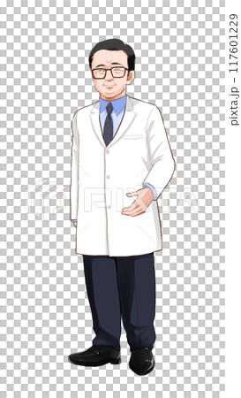 穿著白大褂微笑的老人 117601229