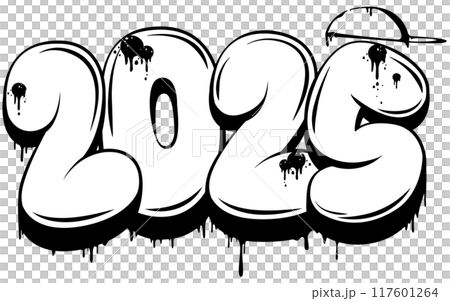 2025 graffiti vector illustration in black and white 2025 graffiti vector illustration in black and white 117601264