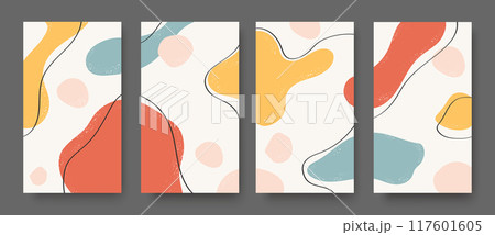 posters with abstract shapes composition in trendy style 117601605