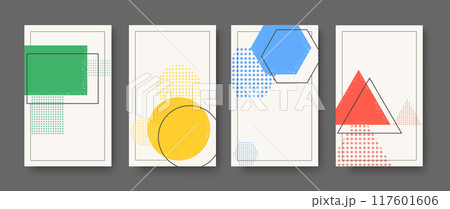 posters with geometry shapes composition in trendy style 117601606