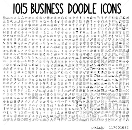 Business Related Doodle vector icon set. Drawing sketch illustration hand drawn line eps10 Business Related Doodle vector icon set. Drawing sketch illustration hand drawn line eps10 117601682