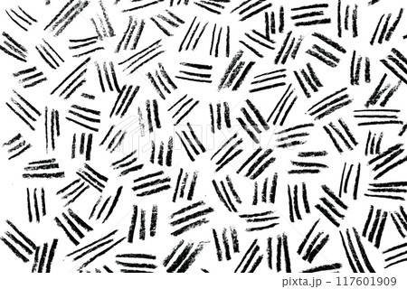 Black pencil strokes randomly scattered on a white background, creating an abstract pattern with a minimalist and modern design Black pencil strokes randomly scattered on a white background, creating an abstract pattern with a minimalist and modern design 117601909