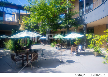 夏の軽井沢 旧軽銀座 チャーチストリートの中央広場 夏の軽井沢 旧軽銀座 チャーチストリートの中央広場 117602303